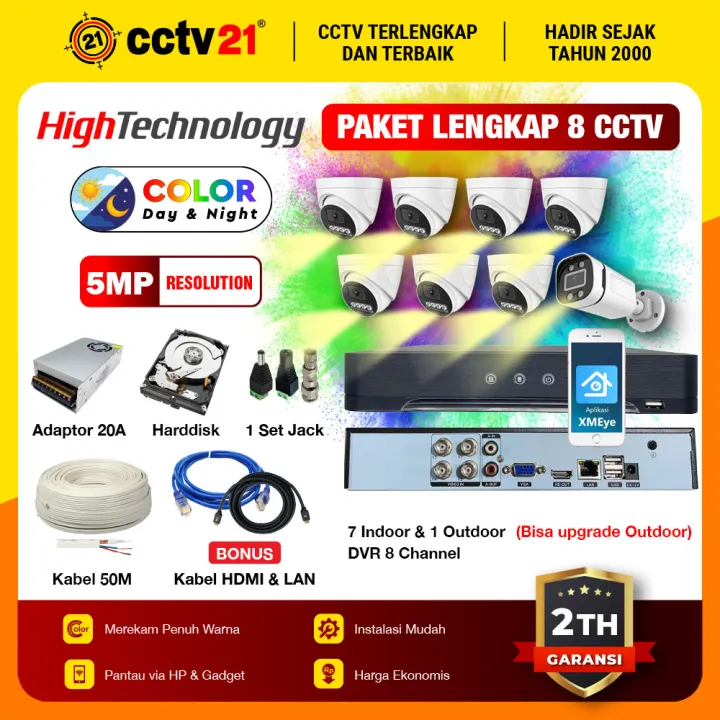Paket%20CCTV%208%20Channel%20Full%20Color%205MP%20Outdoor%20Indoor%20Promo%20cctv21%20Kamera%20Berwarna%20Malam%20100M%20Kabel%20-%20Image%202
