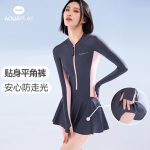 AquaPlay long sleeved one-piece swimsuit womens premium pink diving suit adult sun protection slimming waist hugging swimsuit