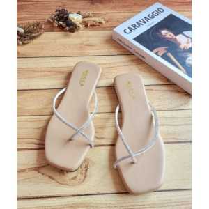 Sandal Slip On Flat Two Line BAY.ID Sandal Flat Cantik - Sandal Lucu - Sandal Murah