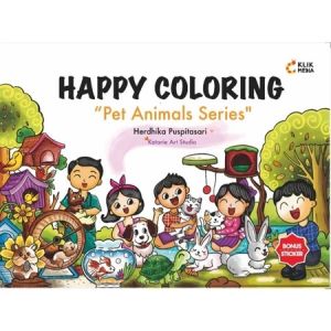 Buku Anak Mewarnai Happy Coloring Series Vol 2 Dinosaurs Series Pet Animals Series Transportation Series Free Sticker Cklik Media