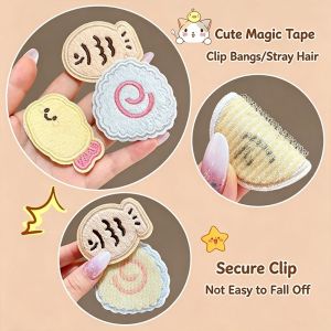 WININ Soft Velvet Fringe Hair Fixing Stickers Cute Food Pattern Shrimp Bangs Hair Stickers Easy Application Tape Hair Styling Tool Women Girls