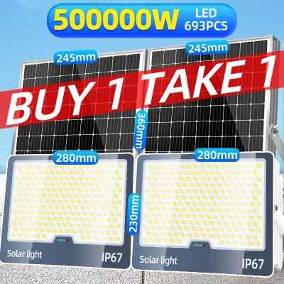 （รับประกัน 30 ปี）KKSKY โซล่าเซลล์1แถม1800000w solar light IP67 ไฟ led โซล่าเซล สปอตไลท ไฟแสงอาทิตย์โซล่า สว่างนาน 12-14 ชั่วโมง