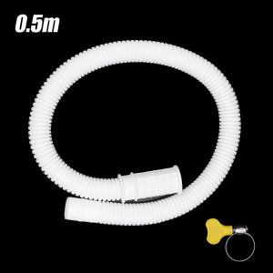 0.5/1/2/3M Bendable Extension Plastic Water Pipe with Clamp Household Faucet Extension Drain Pipe Washing Machine Drain Pipe Garden Watering Hose