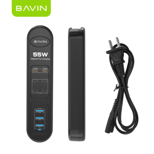 BAVIN PC2109 55W 9-Ports USB Charging Station HUB Fast Charger w/ 2 PD 20W & 4 Type-C 3 USB Smart Power Distribution