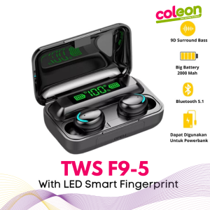 F9-5 TWS Bluetooth Earphone dengan Mikrofon Nirkabel Stereo Peredam Bising Olahraga Tahan Air