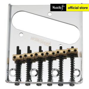 Wilkinson M Series 54mm(2-1/8 inch) String Spacing Vintage Ashtray Telecaster Bridge with 6 Brass Barrel Saddles for Tele Style Electric Guitar