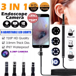 Smart Wireless Visual Ear Pick Visual Ear Pick with Mini Camera Earwax Removal Visual Ear Mouth and Nose Otoscope for Baby Adult Otoscope Endoscope Camera for Android IOS Ear Picking Tool Otoskop Pintar 耳镜