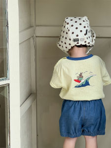 Boys summer clothing 2026 Lightweight summer clothing for babies short-sleeved Korean-style childrens clothing childrens denim shorts set