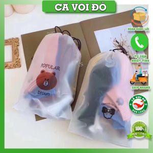 Combo 10 đôi tất nữ cổ ngắn hình gấu kute tặng kèm túi rút