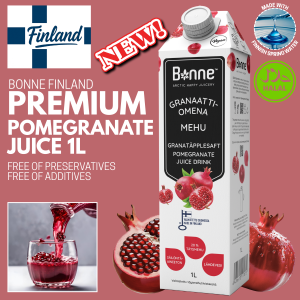 Bonne Finland Pomegranate Juice 1L | Antioxidant Finnish Juice | No Preservatives No Artificial Additives Halal