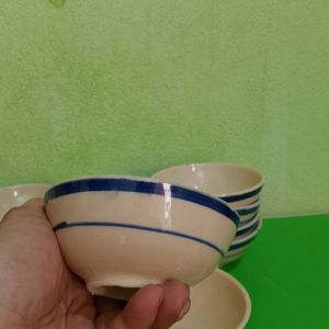 combo 10 chén gốm chỉ xanh ăn cơm size 11 cm