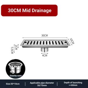 304 Stainless Steel Bathroom Shower Floor Drain Long Drainage Square Shower Large Floor Drains
