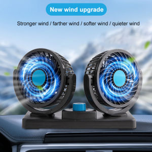 Car Fan/Dual Head Fan/Dual Head Car Fan/Powerful Car Cooling Fan/Car Electric Fan/SUV MPV Truck/Rear Seat Driver Passengers/Family Travel