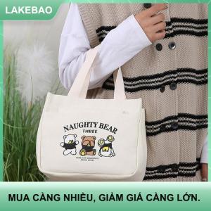 【LAKEBAO】 Phim hoạt hình dễ thương in mẫu vải linh hoạt Túi xách nhân viên văn phòng ăn trưa Túi Tote Túi