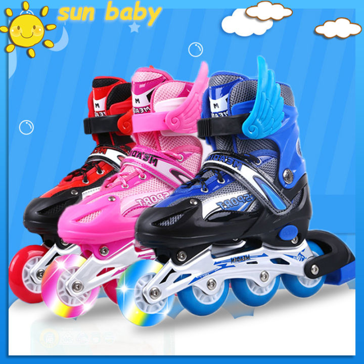 12PCS /6 PCSMurah Kids Favourite Adjustable Inline Roller Skate Flash ...