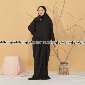 ENJOYDAILY - Mukena Terusan Dewasa Lajuran Langsungan Traveling Polos Katun Premium