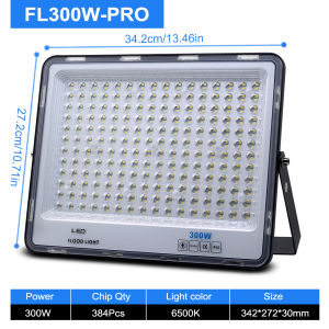 Tranyton LED Floodlight 50W 100W 200W 300W SMD2385/2835 IP66 Waterproof Outdoor Flood Light 6500K Daylight Aluminum Body 180° Adjustable Bracket for Garage Garden Yard Warehouse Security Lighting