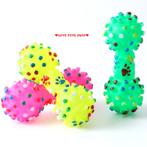 Đồ chơi cho Chó gặm sạch răng hình quả tạ có kèn kêu bằng nhựa vinyl - Love Pets Shop