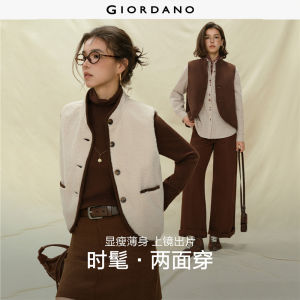 Giordano Women Reversible berber fleece corduroy vest Free Shipping 18375716