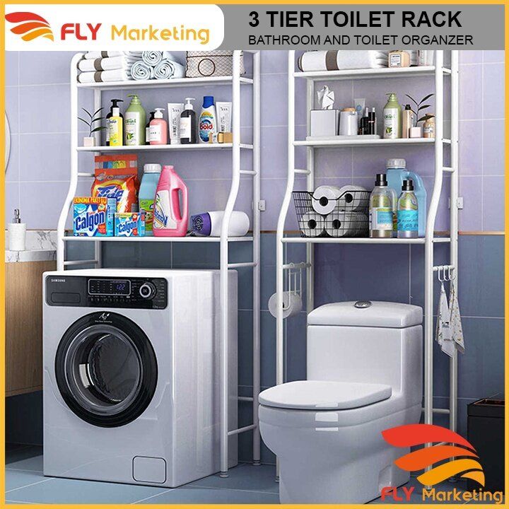 3 Tiers Shower Rak Bathroom Cabinet and Toilet Rack Organizer Bathroom ...