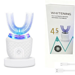 Rechargeable U-Shaped Sonic Electric Toothbrush with Silicone Bristles for s Automatic Timer and Whitening Effect Teeth Whitening