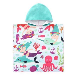 TUmama Áo choàng tắm có mũ in hình phim hoạt hình cho trẻ em-Poncho Khăn siêu thấm khô nhanh với thiết kế con vật vui