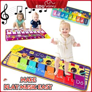 Kids Baby Toys Early Learning Education Musical Toy Piano Playmat Larger Size 100CM+ Electronic Music Blanket Animal Instrument Play Blanket Funny Xmas Gifts Toys for Baby Boys Girls