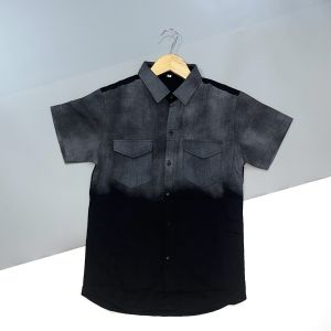 Áo sơ mi nam tay ngắn loang màu đen vải co dãn nhẹ kèm hai túi chuẩn form shop siêu đẹp