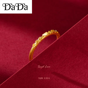 Nhẫn vàng thật 18k chính hãng phun cát 520 nhẫn trơn nhẫn nam và nữ cặp đôi phong cách trang sức đính hôn