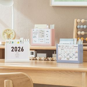 LUZMAR Multicolor 2027 Desk Calendar Plastic Self-discipline Plan Desktop Organization Box Durable Multi-Function Pencil Container Office