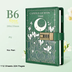 กุญแจเลื่อนสมุด B6สมุดบันทึกที่มีสมุดบันทึกแบบมีที่ล็อคไดอารี่ขดลวดกระสุน Notepad ดอกไม้เครื่องเขียนผู้วางแผนสมุดโน้ตรหัสผ่านย้อนยุค