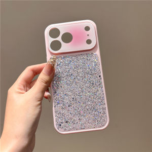 Glitter Sequins Glossy Protection Phone Case For iPhone 17 16 15 14 13 Pro Max Trendy Shiny Shockproof Epoxy Back Cover Capa