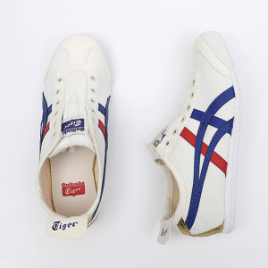 Original Tiger Shoes Classic White/blue/gold Tail Mens and Womens Canvas Non-slip Lazy Shoes Comfortable Breathable Casual Sneakers 1183B475-100