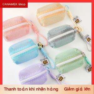 CS Vuông lưới mỹ phẩm túi mini Coin Purse xách tay vuông mỹ phẩm lưu trữ Bag với dây kéo đa mục đích đồ lặt vặt Túi