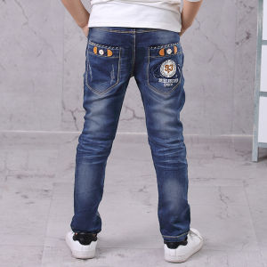 DIIMUU Kids Jeans Boy Slim Straight Denim Pants Children Casual Trousers For 4-10 Years