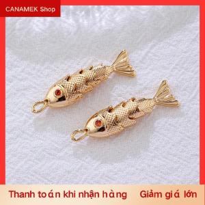 CS Trung Quốc Phong Cách Kim Loại Cá Hình Charms Pave Red Zircon Mặt Dây Chuyền Cho Tự Làm Vòng Cổ Vòng Tay Bông Tai Đồ Trang Sức Làm Phụ Kiện