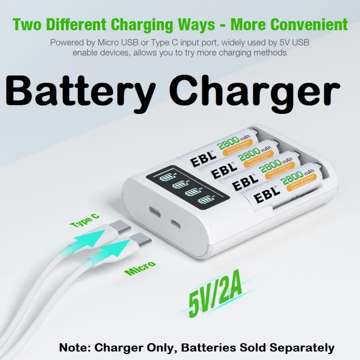 EBL TB 6409 Smart AA AAA Battery Charger 4 Slots LCD Rechargeable