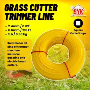 SYK Brush Cutter Grass Trimmer Line 2.4mm/216Ft Cable Gardening Tools Accessories Tali Mesin Rumput DATL 2.4-66-R