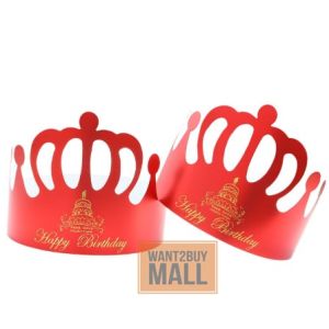 🇲🇾 🏆 1pcs Party Hats Crown Happy Birthday Party Decoration Cap Kids Bronzing Hat Golden Color For Kids Children Adult
