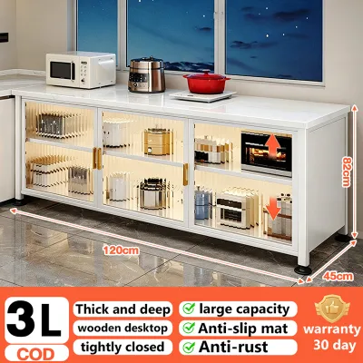 CompactSteel store Multi-functional Kitchen Storage Cabinet Countertop Cabinet Cabon Steel Organizer Rack Kitchen Storage Workbench