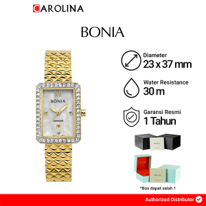 Jam Tangan Wanita Bonia B10811-2253S Silver Mother of Pearl Dial Gold Stainless Steel Band