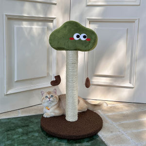 Cat Paw Scratch Post Toy Polyester Broccoli New Design Cat Climbing Sisal Scratching Board With Spring Cat Toy
