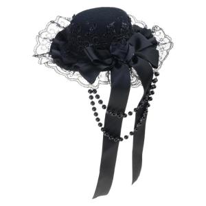 Lolitas Headdress Gothic Rose Chain Lace Top Hat Hair Clips Elegant Headbands Hair Accessories for Womens Girls Gifts