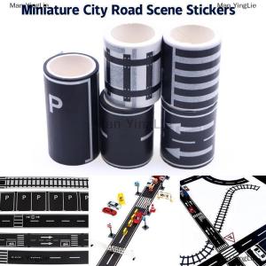 [COD] Man YingLie 1Roll 5M 1:12 Dollhouse Road Traffic Railway Track Scene Tape Sticker Miniature Parking Scene Curve Sticker Model Decor Toy Accessories