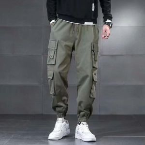 Retro Workwear Pants Multi Pocket Loose Casual Pants Trend Versatile Leggings Celana Joger Cargo Pria Bahan Perasut Mudah kering Streetwear Big size