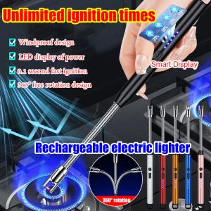 Unlimited ignition times Rechargeable electric lighter 0.1 second fast ignition pemetik api elektrik Elektrik Pemetik Lighter LED display of power USB 360° rotation windproof lighter Electric Arc Lighter Pemetik api elektronik