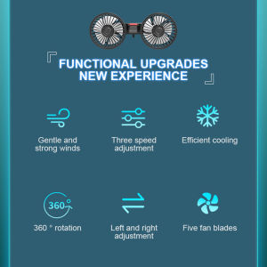 Dual Head Car Fan 12V/24V for SUV with Adjustable Airflow and Quiet Operation for Comfortable Travel