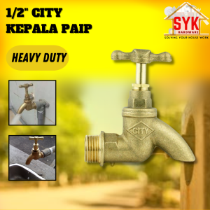 SYK CITY 1/2 Inch Brass Water Tap Head Heavy Duty Water Tape Kepala Paip Air Tembaga Sink Tandas