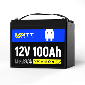 WattCycle LiFePo4 Battery 12V100AH- Lithium Battery BCI Group 24 15000 Cycles Built-in 100A BMS High-Temperature Protection - for Home Energy Storage Rechargeable Solar Battery