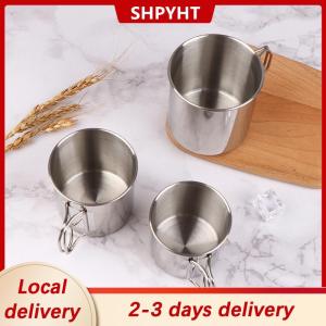 [COD] SHPYHT Local delivery Ship within 24 hours 1Pc Stainless Steel Folding Handle Cup Portable Carabiner Cup Outdoor Camping Cups for Home Outdoor Camping Accessories